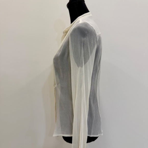 The Limited Silk Tuxedo Front Blouse, Ivory, Size M, Tailored Fit, Long Sleeves - Picture 6 of 9